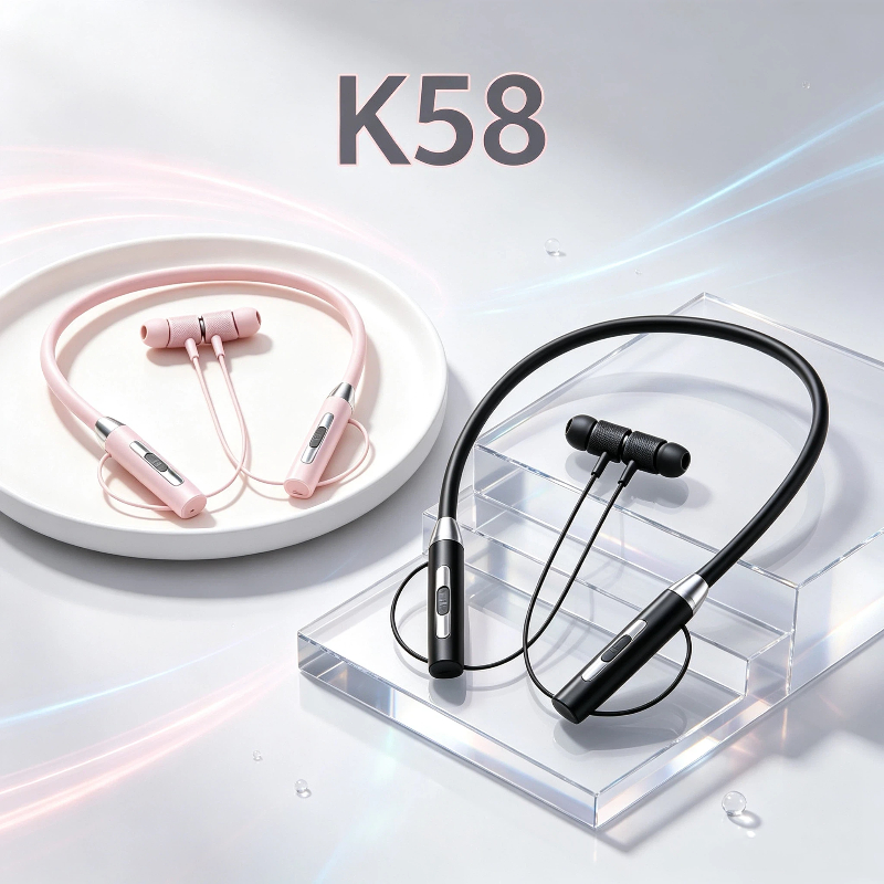 Magnetic Neckband Sports Earphones - Yeni K58 Bluetooth kulaklık, manyetik tasarımlı,