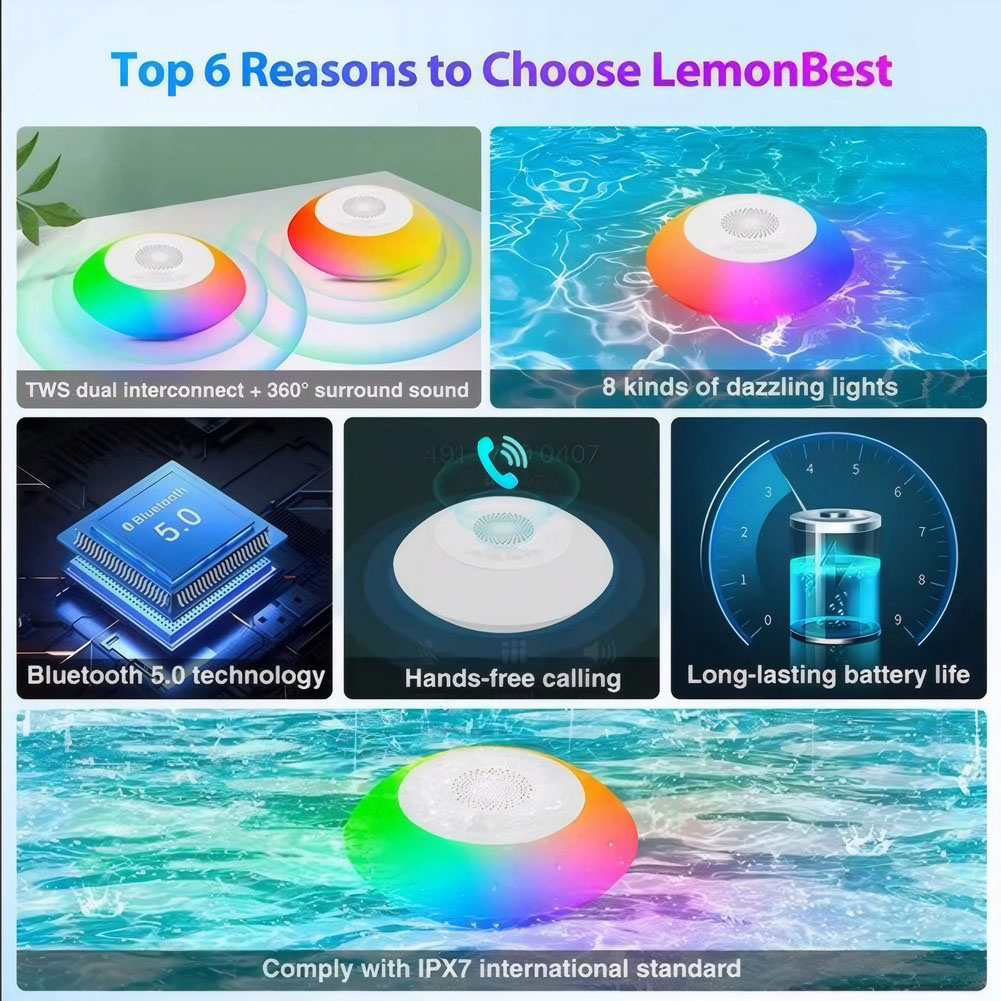 Renkli Işıklı Yüzen Havuz Hopa - Portable Bluetooth Speaker Waterproof Ipx7 incelemesi ve fiyatı