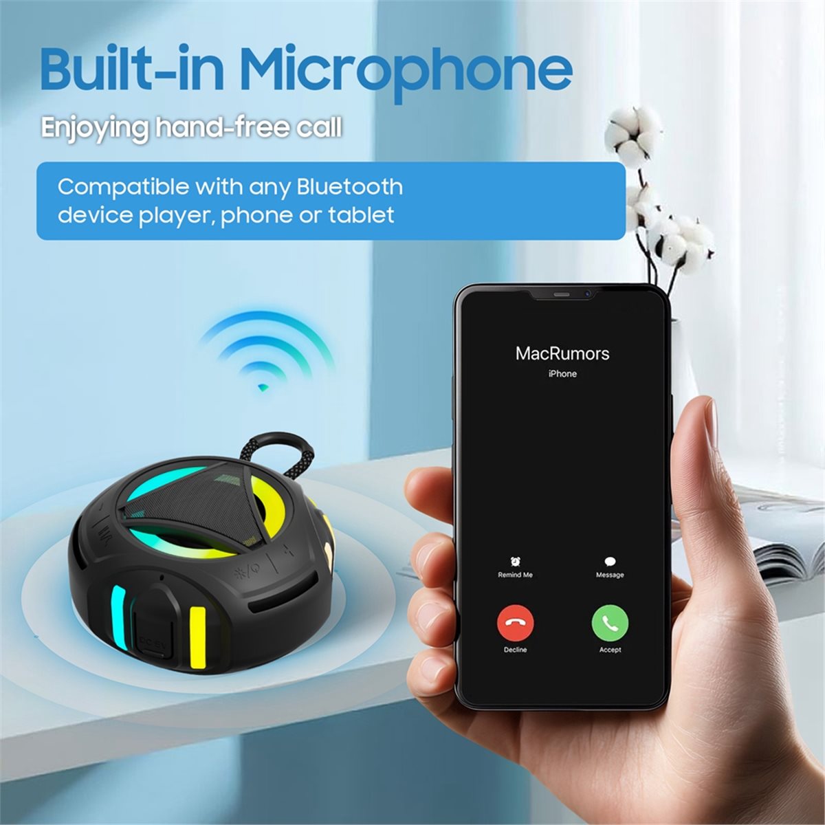Işıklı Mini Bluetooth Duş Hopa - Portable Bluetooth Speaker Waterproof Ipx7 incelemesi ve fiyatı